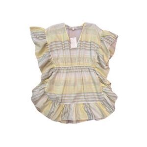 miken swim thin coverup yellow stripes size small NWT new with tags
